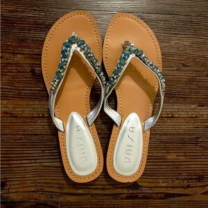 Unisa Women's Turquoise and Silver Embellished Sandals